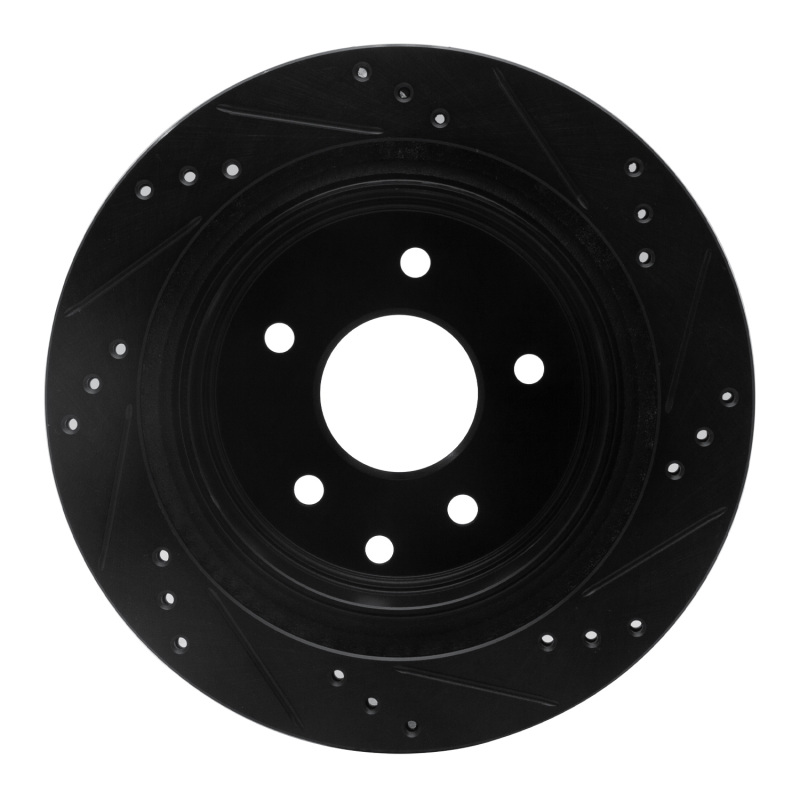 Infiniti G35 Brake Rotor (1) - Rear Left - R1 Concepts - Drilled & Slotted - Black - `02-`25